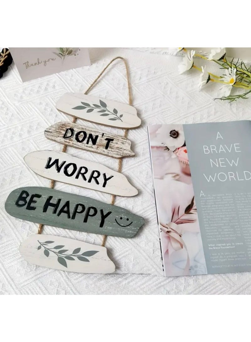 Decorhills Vintage Designer Wooden Wall Hangings Home Decor Don't Worry Be Happy, Large, Multicolor - Inspirational Outdoor Decor for Patio, Yard & Garden - Weather-Resistant Hanging Decorations - Image 2