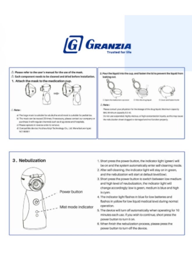 Granzia BreezMesh Portable Mesh Nebulizer – USB Rechargeable Steam Inhaler for Dust, Allergies & Asthma – Silent, Compact Vaporizer for Adults & Children – Ideal for Hot & Dusty Climates - Image 4