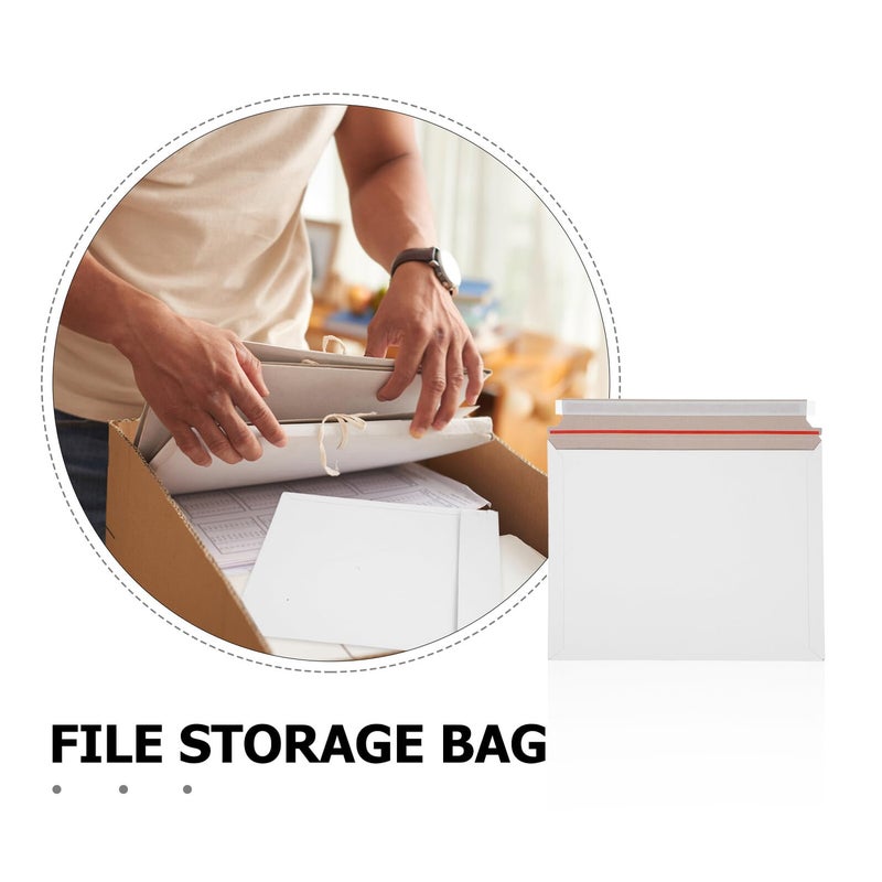 35x28 5cm White Self Sealing Cardboard Mailers For Document Photo Shipping - Image 4