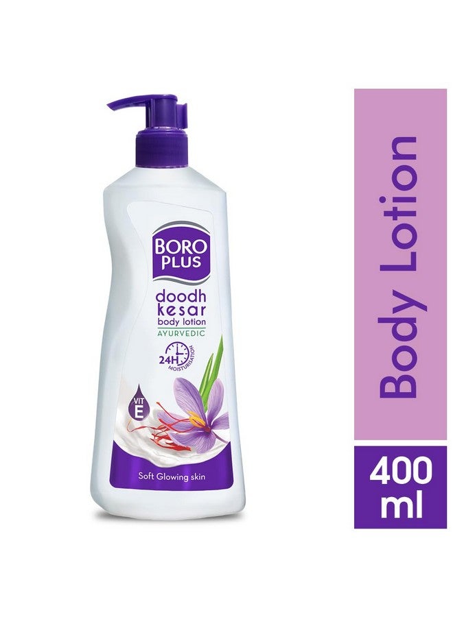 BOROPLUS Body Lotion Provides 24Hrs Moisturisation 100% Ayurvedic Lotion, Vitamin E For Dry And Normal Skin With Goodness Of Dhoodh, Badam & Kesar, 400Ml - Image 2