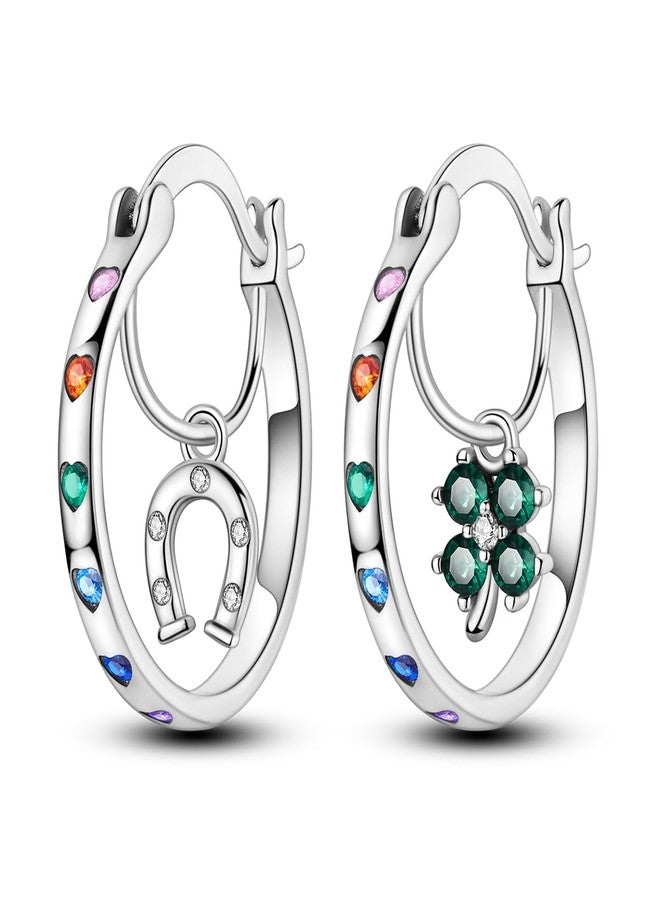 NARMO 925 Sterling Silver Simple Hoop Earrings for Women Twisted Hoop Earrings Colorful Cubic Zirconia Hoop Earrings Cute Sloth Earrings for Girls, 8 mm, Sterling Silver, Cubic Zirconia - Image 1