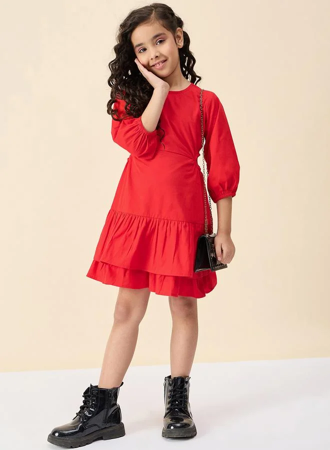 ستايلو بج Stylo Bug Solid Round Neck Layered Dress