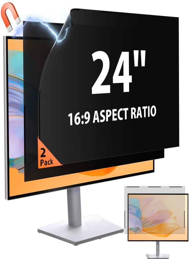 Mamol [2 Pack] 24 Inch 16:9 Magnetic Privacy Screen for Monitor Anti-Glare, Blue Light Filter, Anti-Spy Reusable Removable Privacy Filter for 16:9 Widescreen Desktop Display - Image 1