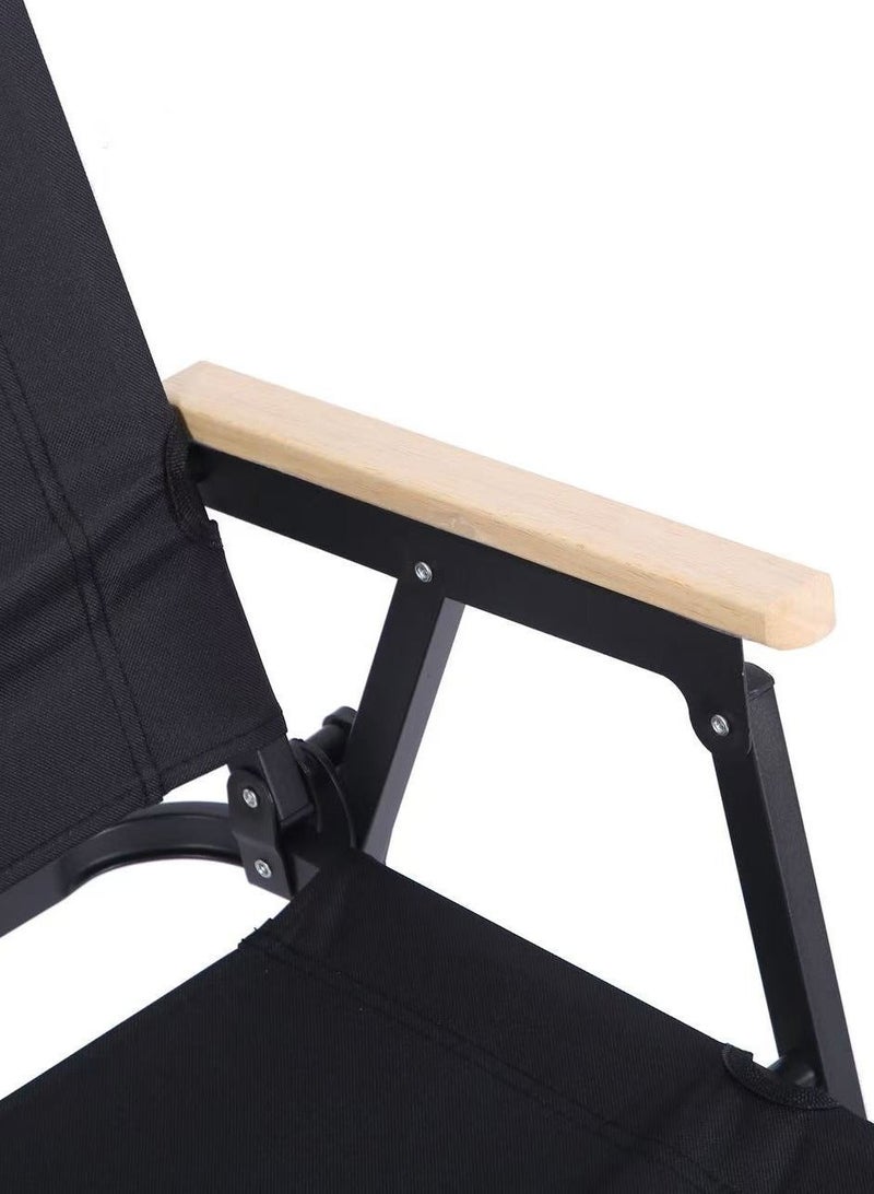 Portable Folding Camping Chair Black with Handle Storage Bag for Beach Picnic Hiking Fishing Travel - Image 5