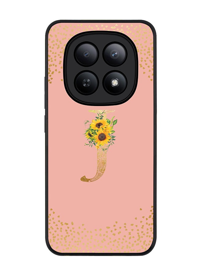 For Xiaomi Redmi Note 15 5G / Poco M8 Case,Slim fit Camera Protection, Shockproof Thin Phone cover  - Custom Floral Monogram - J  (Rose Pink )