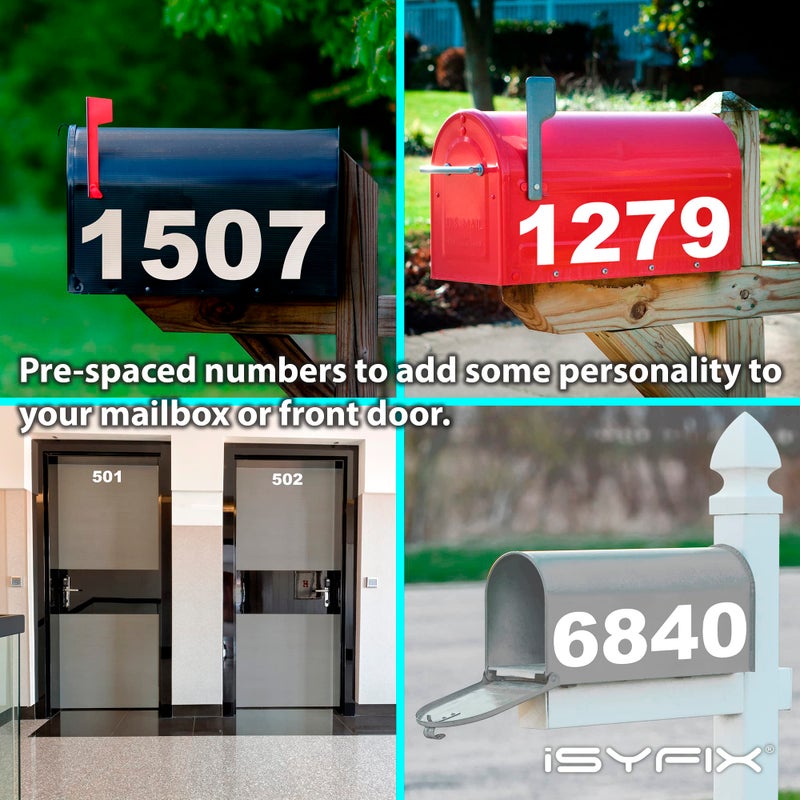 iSYFIX White Vinyl Number 1 (One) Stickers - 6 Pack 6 inch Self Adhesive - Decal Die Cut & Pre-Spaced for Mailbox, Signs, Window, Door, Cars, Trucks, Home, Business, Address Number, Indoor & Outdoor - Image 2
