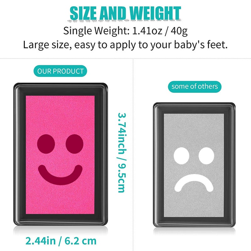6 Reusable Baby Ink Pads, Footprint Ink Pads, Handprint Footprint Mud, Create Impressive Commemorative Seals for Boys and Girls, Non and Acid Ink, Easy to Wipe and Clean Skin - Image 2