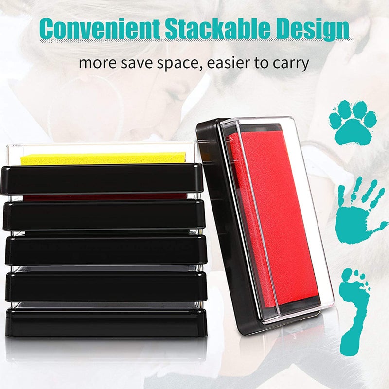 6 Reusable Baby Ink Pads, Footprint Ink Pads, Handprint Footprint Mud, Create Impressive Commemorative Seals for Boys and Girls, Non and Acid Ink, Easy to Wipe and Clean Skin - Image 5