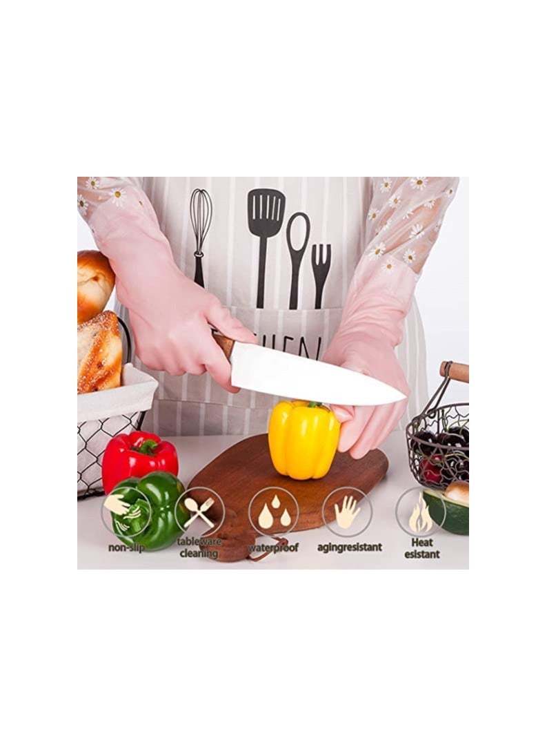 Zikra Cleaning Gloves 3Pairs, Large Reusable Rubber Gloves Non-Slip, Long Sleeves for Laundry Kitchen Gardening Waterproof Household, Kitchen Cleaning Food Handling, Painting, Pet Care - Image 2