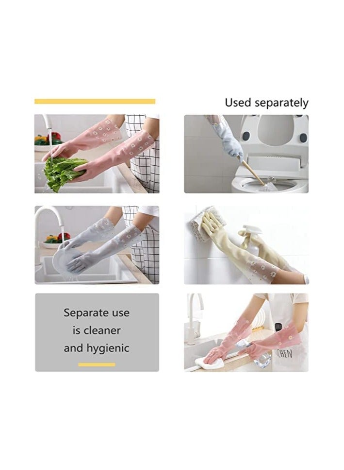 Zikra Cleaning Gloves 3Pairs, Large Reusable Rubber Gloves Non-Slip, Long Sleeves for Laundry Kitchen Gardening Waterproof Household, Kitchen Cleaning Food Handling, Painting, Pet Care - Image 5