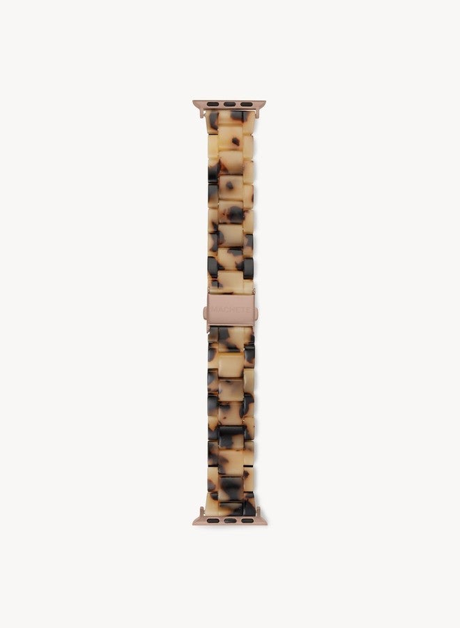 MACHETE Compatible with Apple Watch Band 38mm 40mm 41mm, Blonde Tortoise Fashion Acetate Resin iWatch Band for Ultra 2 1 Series 9/8/7/6/5/4/3/2/1/SE Women Men, Rose Gold Hardware - Image 3