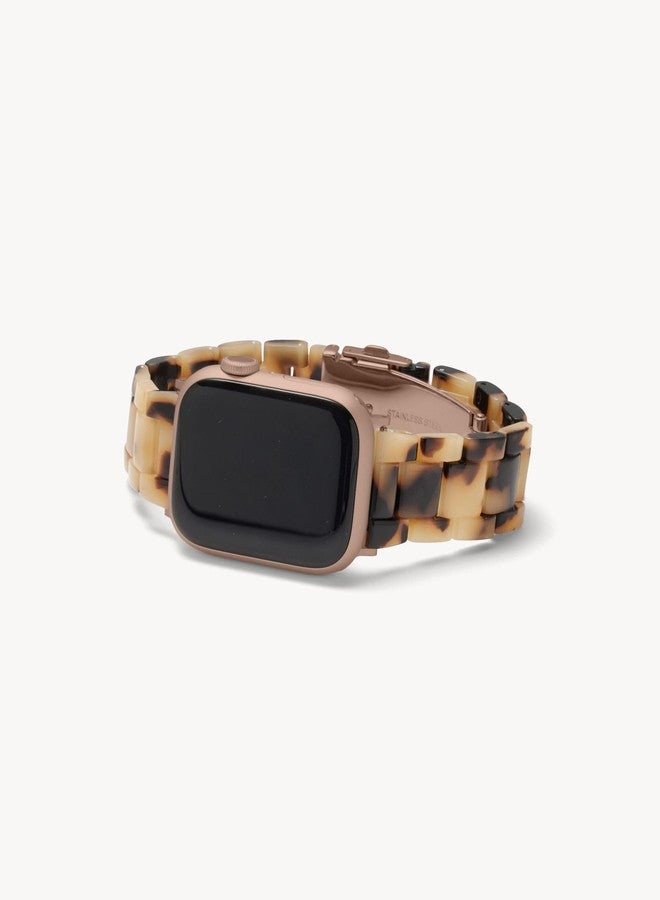 MACHETE Compatible with Apple Watch Band 38mm 40mm 41mm, Blonde Tortoise Fashion Acetate Resin iWatch Band for Ultra 2 1 Series 9/8/7/6/5/4/3/2/1/SE Women Men, Rose Gold Hardware - Image 2