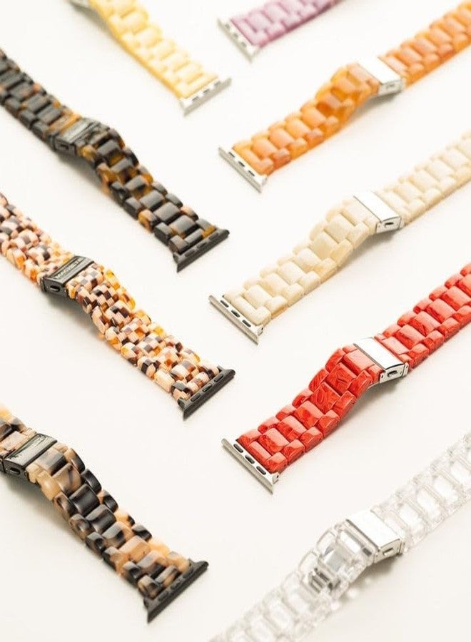 MACHETE Compatible with Apple Watch Band 38mm 40mm 41mm, Blonde Tortoise Fashion Acetate Resin iWatch Band for Ultra 2 1 Series 9/8/7/6/5/4/3/2/1/SE Women Men, Rose Gold Hardware - Image 4