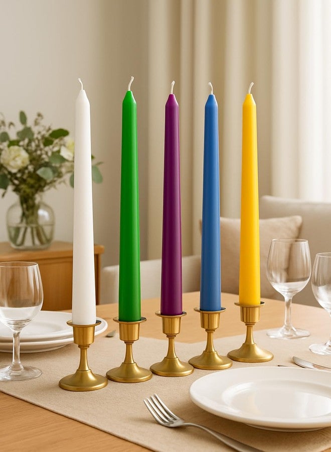 Dinil Blue Taper Candles - 10 Inch Unscented Dripless Smokeless Candlesticks Set of 12 | Perfect for Fall, Halloween, Thanksgiving, Dinner, Wedding and Party Decoration - Image 3