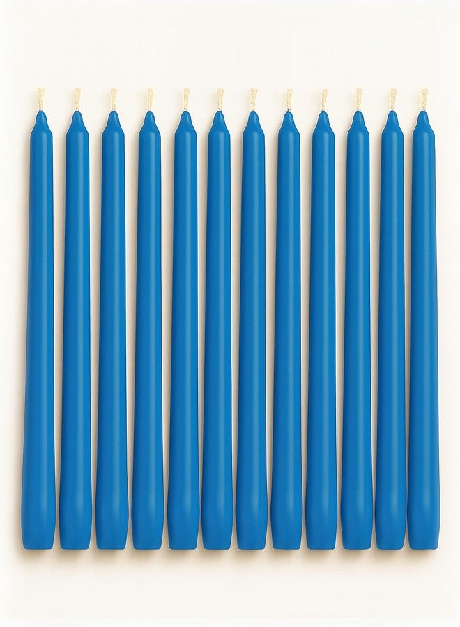 Dinil Blue Taper Candles - 10 Inch Unscented Dripless Smokeless Candlesticks Set of 12 | Perfect for Fall, Halloween, Thanksgiving, Dinner, Wedding and Party Decoration - Image 1