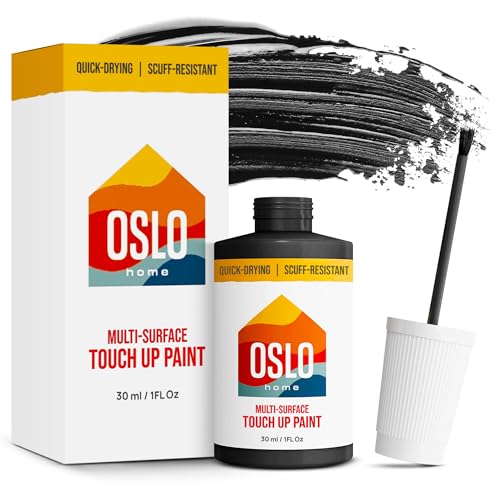 Oslo Home Touch Up Paint, Black, 1oz, Matte, w/brush in bottle, Quick drying, for Home repairs, Kitchen Cabinets, Furniture, Walls - Image 1
