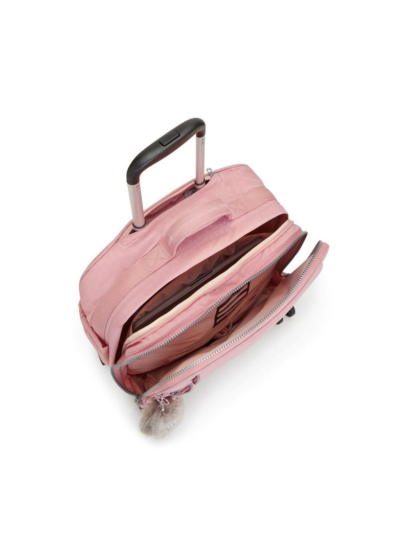 kipling New Storia Kids' 4-Wheeled School Trolley Bag with 15.6 inch Laptop Compartment Bridal Rose - Image 3