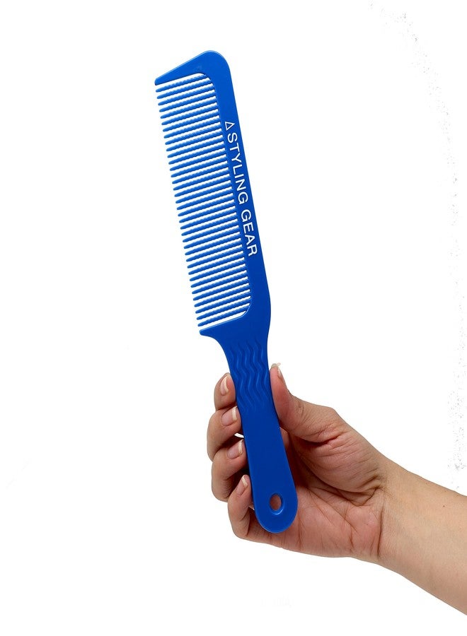 Styling Gear 404 Clipper 9 In. Wavy Tooth Flat Top Clipper Blending Comb Cutting Barber Hairstylist Combs Flexible 1 Pc. (Blue) - Image 1