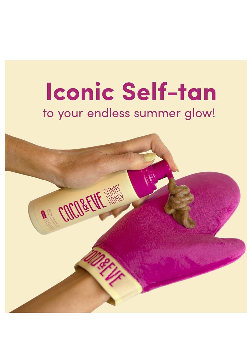 COCO & EVE Coco & Eve Sunny Honey Bali Bronzing Bundle (Medium). All Natural Sunless Tanning Mousse. Instant Self Tanning Lotion with Bronzer, Mitt Applicator and Kabuki Brush.  - Image 3