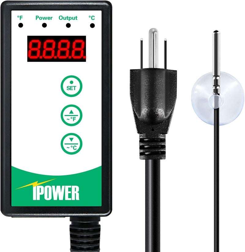 iPower GLHTMTCONTROLV2 Digital Heat Mat Thermostat 40108 Degrees Fahrenheit Warming Pad Temperature Controller for Germination Seedlings Rooting Brewing Fermentation and Reptiles White - Image 1