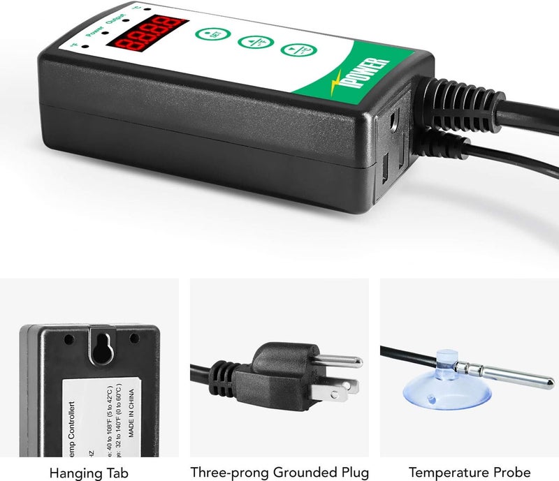 iPower GLHTMTCONTROLV2 Digital Heat Mat Thermostat 40108 Degrees Fahrenheit Warming Pad Temperature Controller for Germination Seedlings Rooting Brewing Fermentation and Reptiles White - Image 5