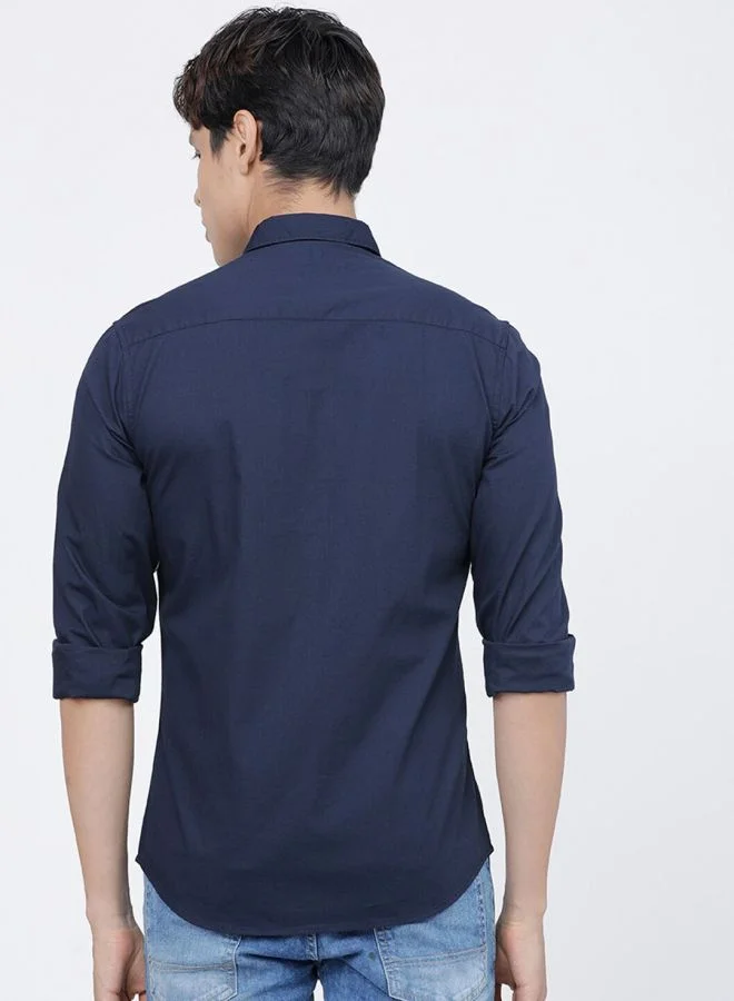 The Indian Garage Co Men Slim Fit Colourblocked Full Sleeves Cutaway Collar Casual Shirt