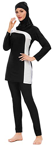 Wowdecor Muslim Swimsuits for Women Modest Swimwear 3 Piece Islamic Long Sleeve Burkini (4XL, Black) - Image 3