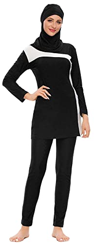Wowdecor Muslim Swimsuits for Women Modest Swimwear 3 Piece Islamic Long Sleeve Burkini (4XL, Black) - Image 5