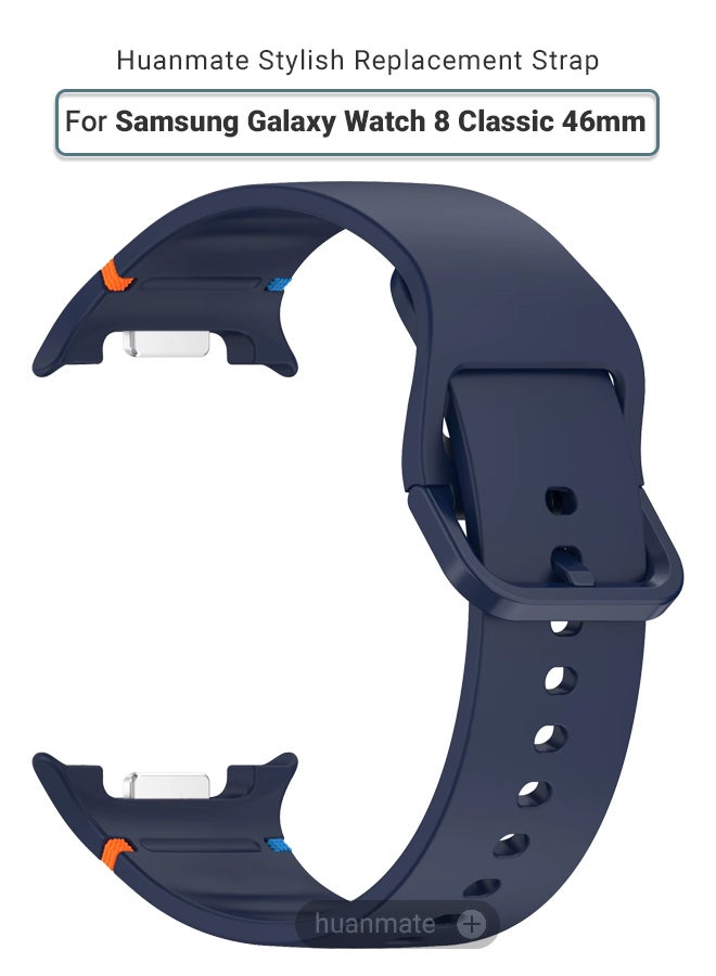 huanmate Samsung Galaxy Watch 8 Classic 46mm Soft Silicone Replacement Strap - High Quality, Lightweight, Stylish & Durable - Easy Installation - Replacement Strap for Samsung Galaxy Watch 8 Classic 46mm - Image 1