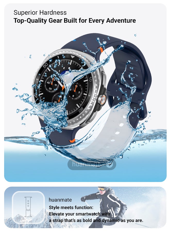 huanmate Samsung Galaxy Watch 8 Classic 46mm Soft Silicone Replacement Strap - High Quality, Lightweight, Stylish & Durable - Easy Installation - Replacement Strap for Samsung Galaxy Watch 8 Classic 46mm - Image 4