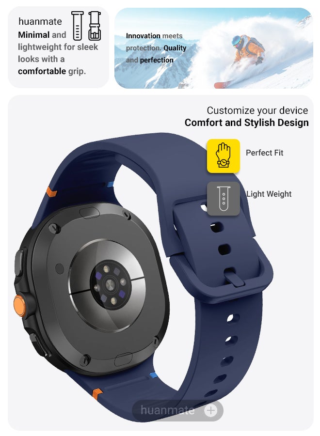 huanmate Samsung Galaxy Watch 8 Classic 46mm Soft Silicone Replacement Strap - High Quality, Lightweight, Stylish & Durable - Easy Installation - Replacement Strap for Samsung Galaxy Watch 8 Classic 46mm - Image 3