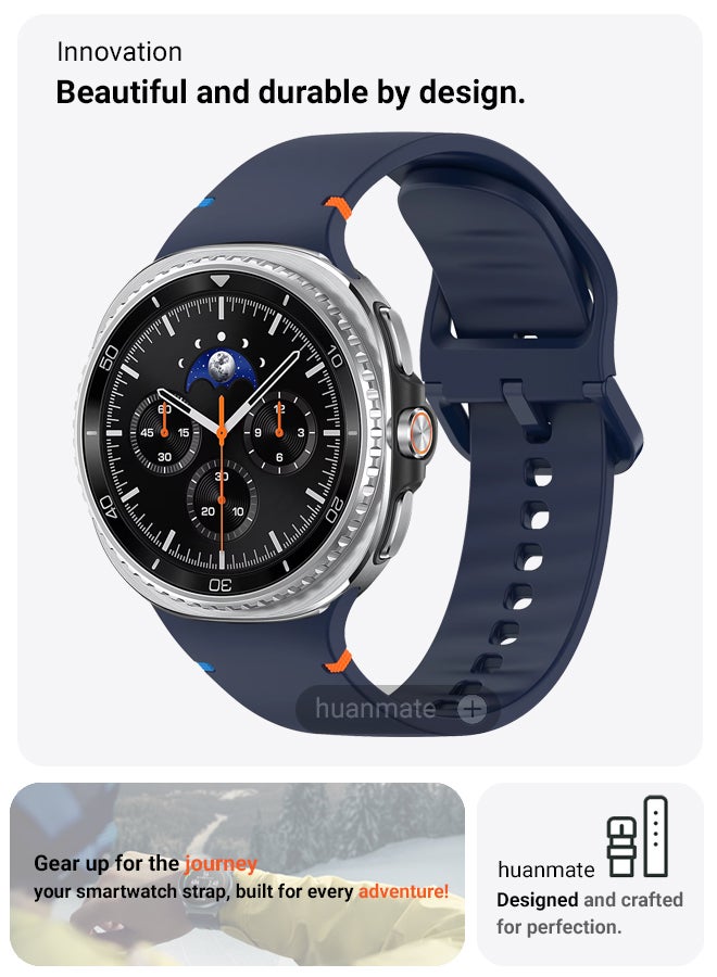 huanmate Samsung Galaxy Watch 8 Classic 46mm Soft Silicone Replacement Strap - High Quality, Lightweight, Stylish & Durable - Easy Installation - Replacement Strap for Samsung Galaxy Watch 8 Classic 46mm - Image 2