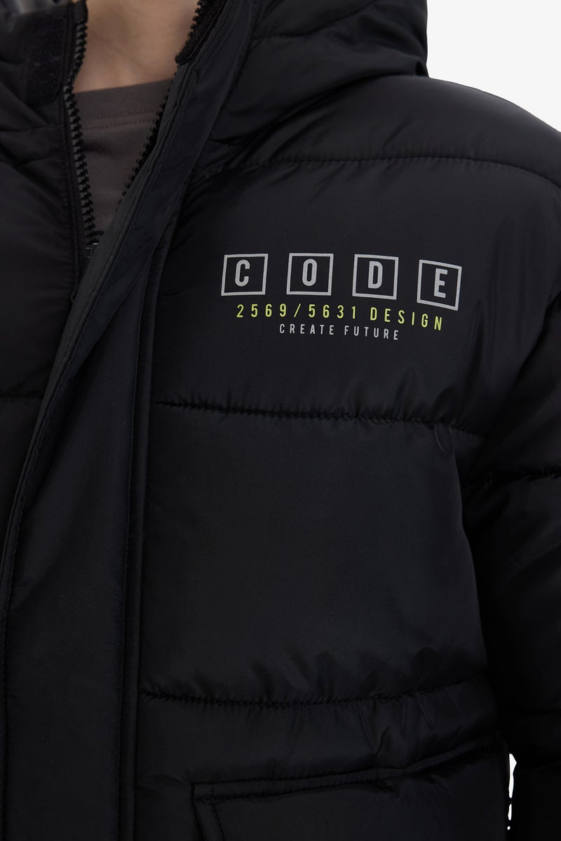 DeFacto Black Boy Hooded Water Repellent Puffer Jacket Casual - Image 5