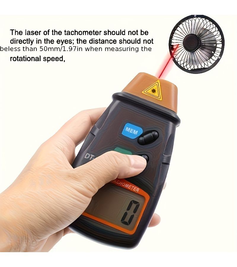 DT2234 C Plus Mini Laser Tachometer Orange Non Contact Digital Display High Precision 0.01 RPM Battery Powered Portable With Carrying Case And Accessories Precision Measurement Tool User Friendly Design Compact - Image 5