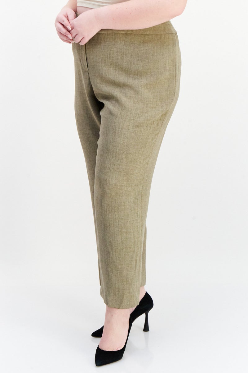 Kasper  Women Plus Size Plain Dress Pants, Grey  - Image 3