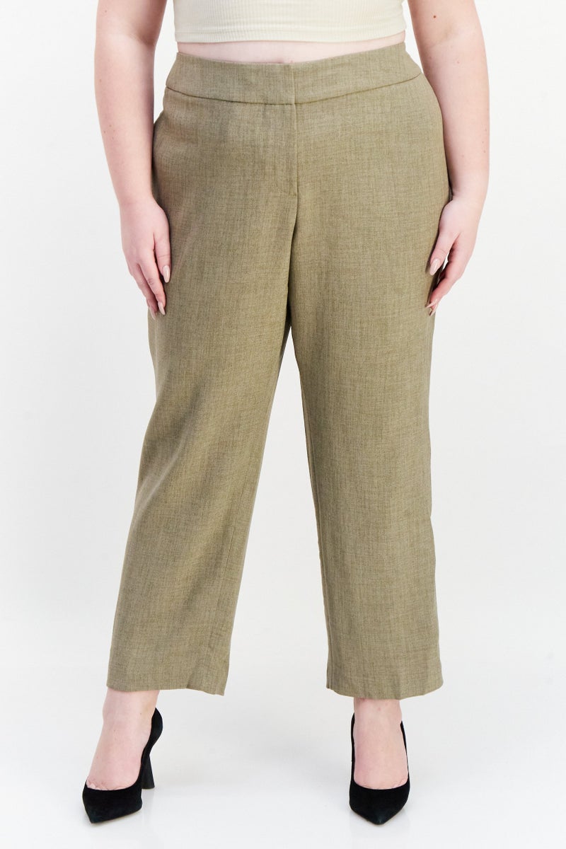 Kasper  Women Plus Size Plain Dress Pants, Grey  - Image 1