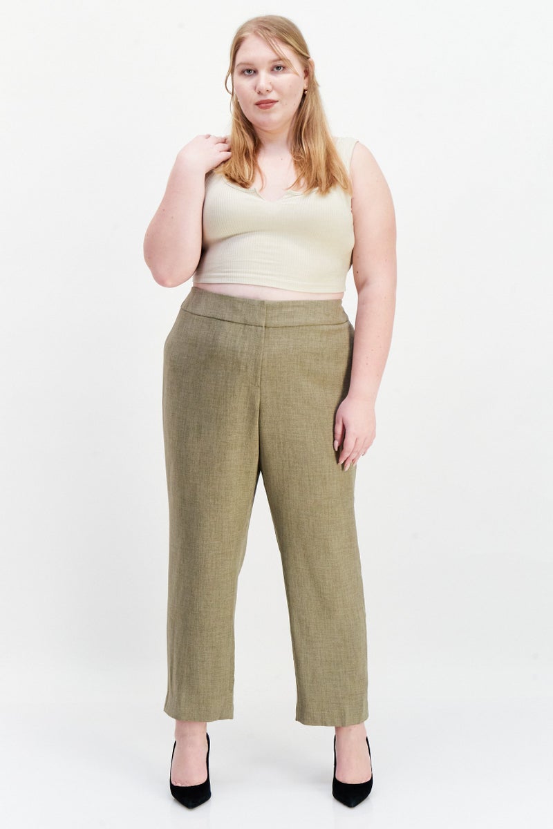 Kasper  Women Plus Size Plain Dress Pants, Grey  - Image 4