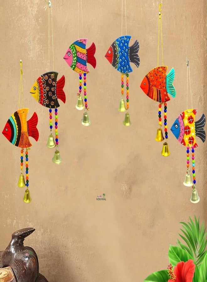 NOKHWAL Hanging Fish Hand Painted Handmade Fishes for Main Door Balcony Garden Wall Hanging Decoration Hanging Decorative Items for Room Hall Office Wall Décor for Home (A) - Image 1