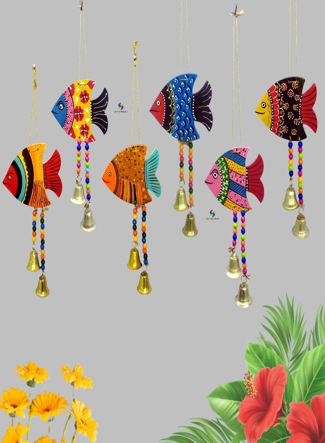 NOKHWAL Hanging Fish Hand Painted Handmade Fishes for Main Door Balcony Garden Wall Hanging Decoration Hanging Decorative Items for Room Hall Office Wall Décor for Home (A) - Image 2