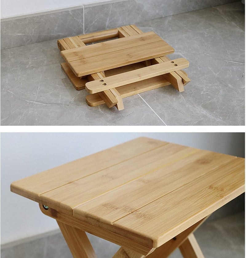 Jolfay Solid Wood Folding StoolPortable Small Stool Sturdy Shoe Change Stool AntiSlip Foot Stool Fishing Stool Kitchen Garden Bathroom Wood Shower SeatNonSlip Shower Stool 30x25x30cm - Image 5
