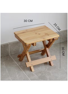 Jolfay Jolfay Solid Wood Folding StoolPortable Small Stool Sturdy Shoe Change Stool AntiSlip Foot Stool Fishing Stool Kitchen Garden Bathroom Wood Shower SeatNonSlip Shower Stool 30x25x30cm  - Image 3