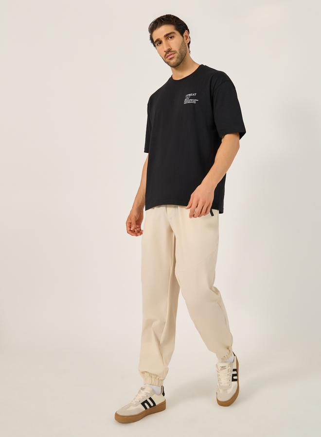 ستايلي تيشيرت قطن مطبوع بعبارة مرحة مقاس كبير - Image 2