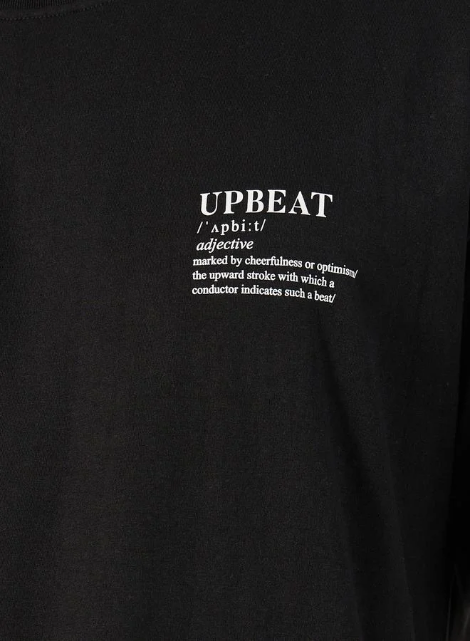 Styli Cotton Rich Oversized Upbeat Slogan Print T-Shirt