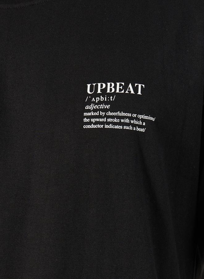 ستايلي تيشيرت قطن مطبوع بعبارة مرحة مقاس كبير - Image 3