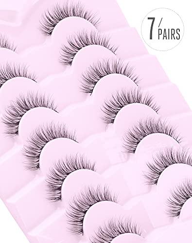 Onlyall Wispy Lashes Natural Look Short Eyelashes Lite Volume False Eyelashes Natural Lashes Soft False Eye Lashes Pack 7 Pairs D4 - Image 3