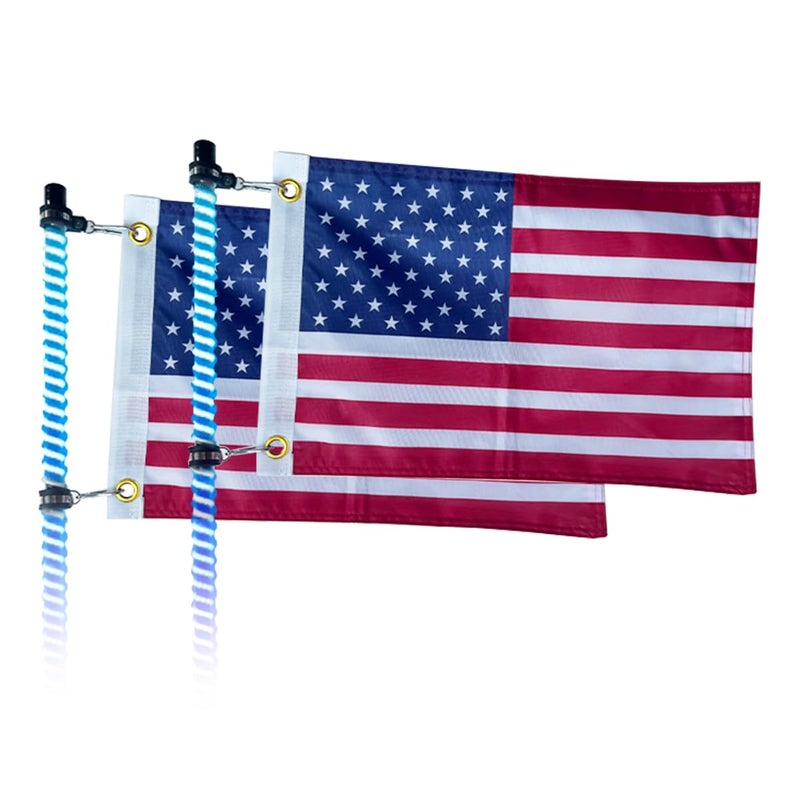 cezelux 2 Pack American Flags, Offroad Flags for Whip Lights or Antenna Flag Poles, 12" x 18" Double Sided Whip Lights Accessories, America Whips Flags for UTV ATV Can-Am Polaris RZR SXS Boats Ulti Offroad (American Flag 2 Pack) - Image 1