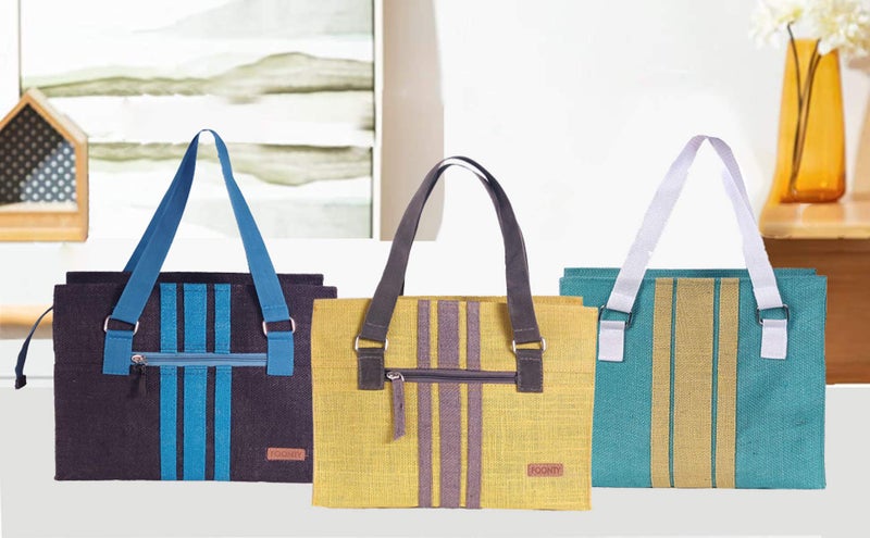 Foonty Eye Candy Daily use Men/Women Jute Lunch Bag(Pack of 2,Multicolor,FFFWB6017D) - Image 4
