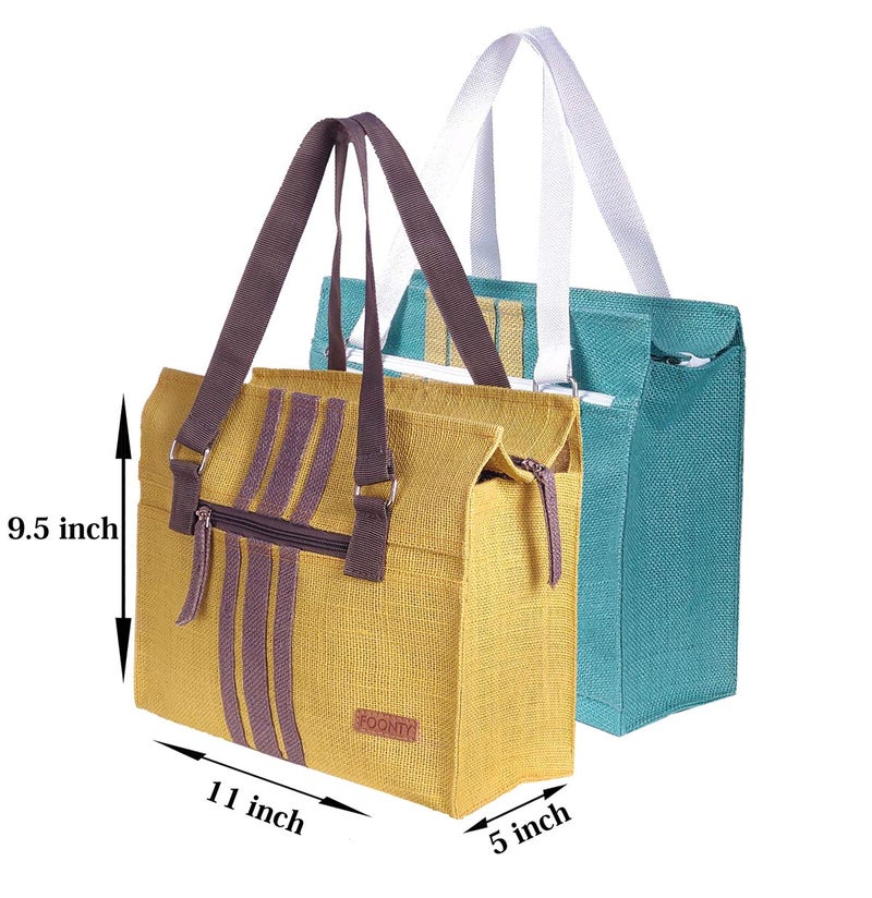 Foonty Eye Candy Daily use Men/Women Jute Lunch Bag(Pack of 2,Multicolor,FFFWB6017D) - Image 3
