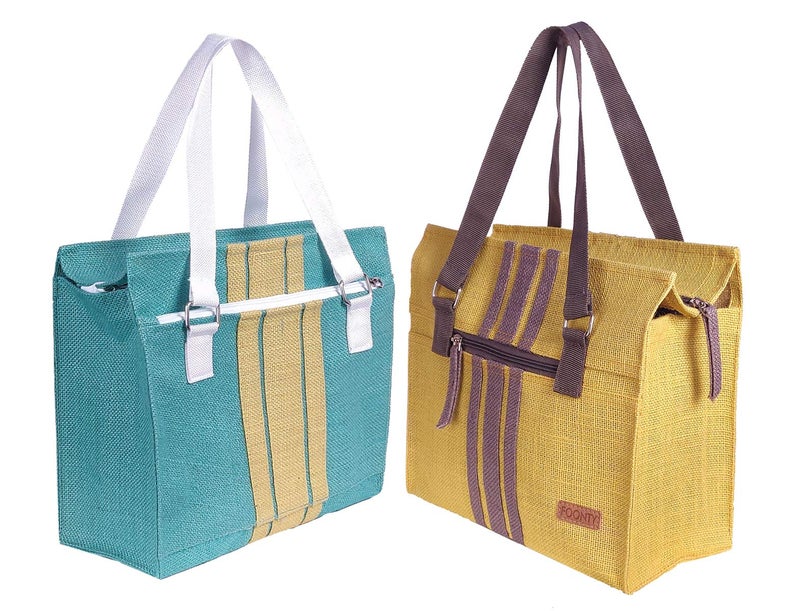 Foonty Eye Candy Daily use Men/Women Jute Lunch Bag(Pack of 2,Multicolor,FFFWB6017D) - Image 1
