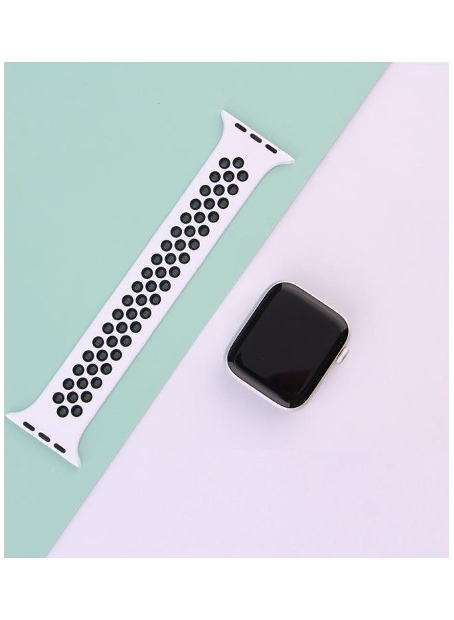 NIBEMINENT Replacement Strap For Apple Watch Series Black/White - Image 5